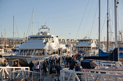 Island Packers boats in the Ventura Harbor.