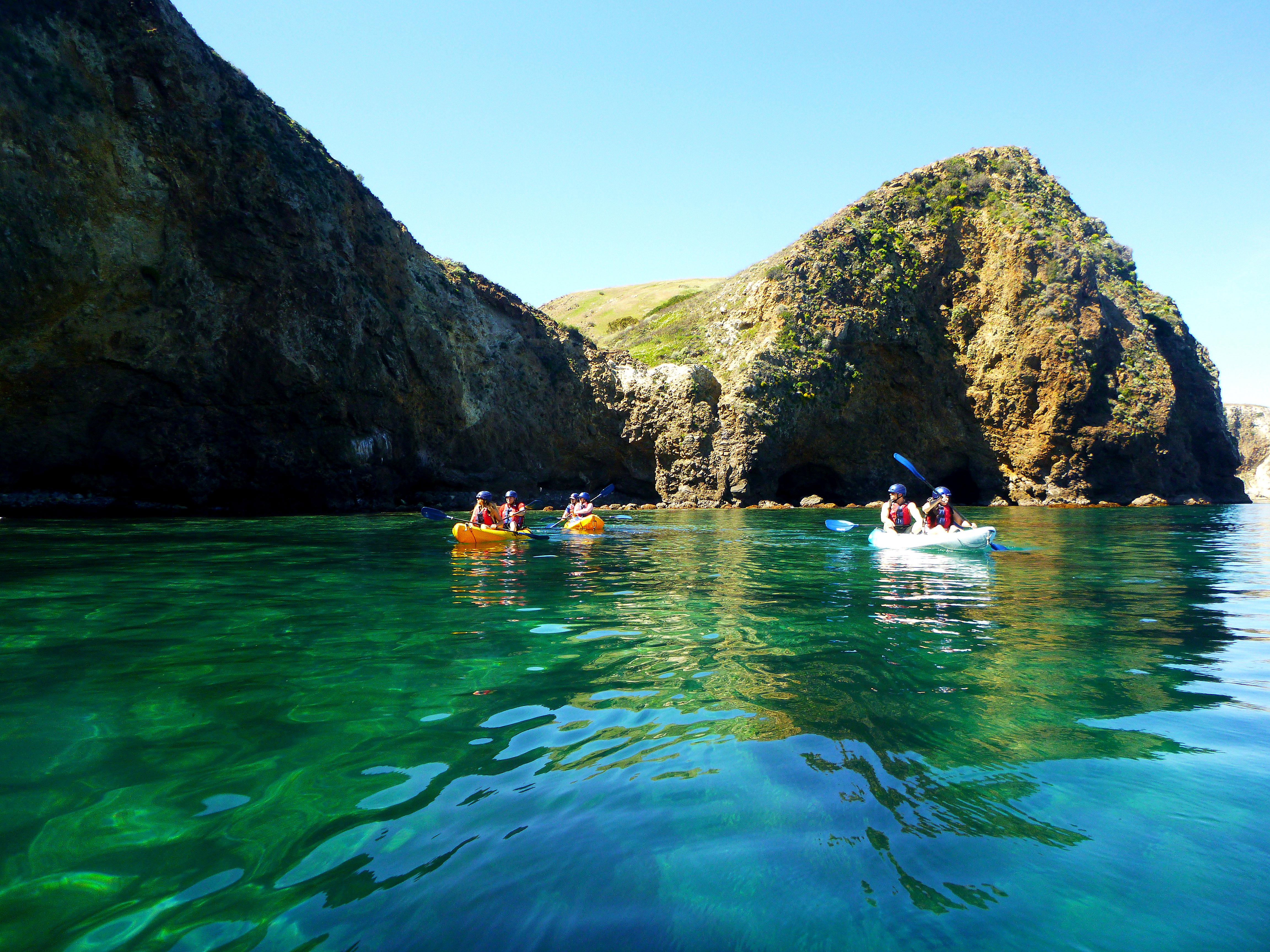 Sea cave kayaking at Scorpion Anchorage, Santa Cruz Island, Channel Islands National Park