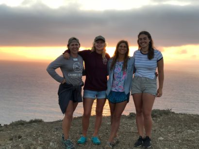 Sea cave kayak guides Aubrie, Elise, Erica and Ruby pictured here at Cavern Point Overlook at Channel Islands National Park.